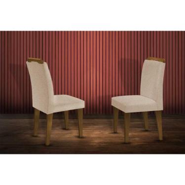 Imagem de Cadeira Sala de Jantar Athenas Madeira Kit 2 Un Capuccino/Linho Turim - Rufato