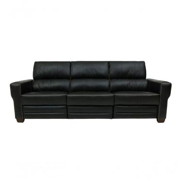 Imagem de Sofá Reclinável De Couro Lisboa 3 Lugares Preto Pigmentado - Mempra