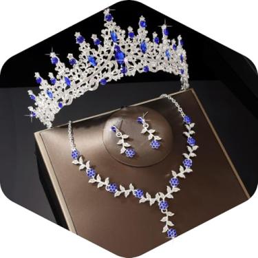 Imagem de Kamirola Tiaras e coroas para mulheres, colar de brincos de tiaras, conjunto de joias de noiva de cristal (TR48), Medium, Liga de aço, Cristal