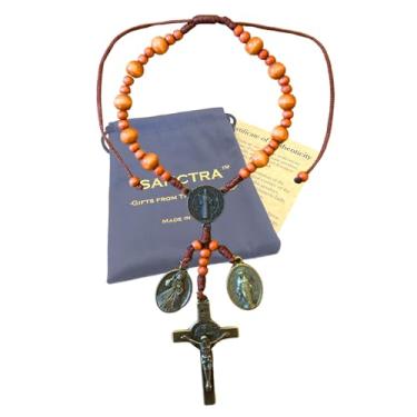 Imagem de SANCTRA Rosário de maçaneta de porta, feito à mão e abençoado na Terra Santa, contas de oração com medalha e crucifixo, bolsa de presente e certificado de autenticidade, gancho de porta cruzada, 8.3
