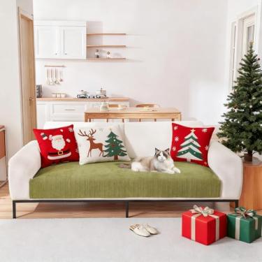 Imagem de STACYPIK Matcha Capa de sofá verde de Natal para animais de estimação, espinha de peixe, jacquard para cães, protetor de móveis antiarranhões, capa de apoio de braço para sofá, fresca, protegida-90 x