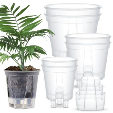 Imagem de Wonderjune 6 potes autoirrigáveis para plantas de interior com reservatório profundo e orifícios de alta drenagem para plantas e flores ao ar livre, plantador de raiz nua (12 cm, 14 cm, 19 cm