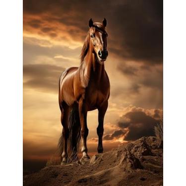 Imagem de Zariocy Kits de pintura por números para adultos - Conjunto de pintura a óleo DIY de animais - Kit de pintura de cavalo por números para iniciantes e ideal para decoração de casa 40,6 x 50,8 cm-419