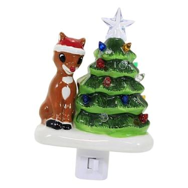 Imagem de Stgfyxgs Luminária de Natal em formato de árvore, mini luminária de parede em formato de árvore de Natal, luz noturna para quarto, Alce