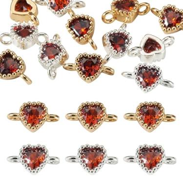 Imagem de Spritewelry 12 peças de pingentes de conector de zircônia cúbica de coração, amuletos de elos de strass, pingentes de ligação de cristal com laço duplo para colar, pulseira, brinco, fabricação de