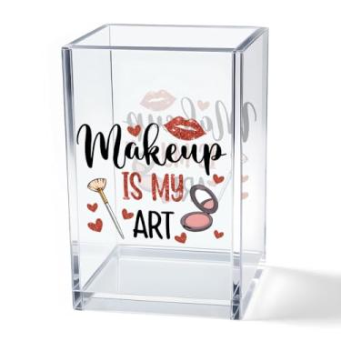 Imagem de Vgrti Makeup Is My Art Suporte organizador de pincéis de maquiagem, organizador de lápis de maquiagem, presentes de aniversário de Natal, mulheres, mãe, tia irmã, maquiadora, presente de salão de