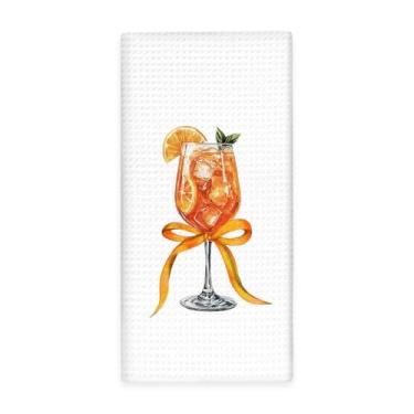Imagem de Lengues Aperol Spritz Presentes Decoração Toalhas de Cozinha, Decoração de Bar de Coquetéis Toalha de Prato para Cozinha, Presentes para Amantes de Aperol Spritz, Toalhas de Mão Arco Coquete Coquete