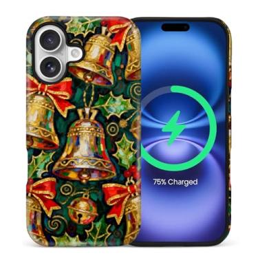 Imagem de ZHEGAILIAN Capa 2 em 1 para iPhone 17 de 6,3 polegadas, compatível com MagSafe à prova de choque antiderrapante com capa de proteção total, estampa fosca texturizada moderna para meninas Bell