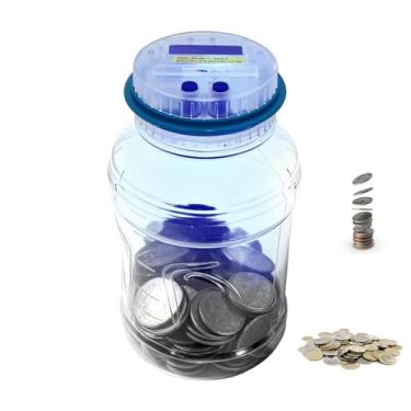 Imagem de Jarra de contagem de mudanças eletrônicas com visor LCD de 1,8 L, caixa de economia de dinheiro de grande capacidade para crianças, meninos, meninas (Euro)