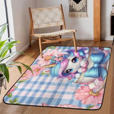 Imagem de Tapete de área de 9,5 x 1,5 m para sala de estar, lavável à máquina, copo de unicórnio, tapete antiderrapante macio para sala de estar, quarto, sala de jantar, berçário, cozinha, decoração de casa