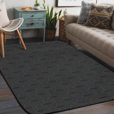 Imagem de Tapete de área para sala de estar, lavável à máquina, estampa preta, antiderrapante, tapete macio, para sala de estar, quarto, sala de jantar, berçário, cozinha, decoração de casa