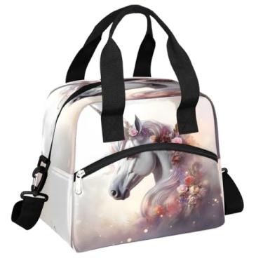 Imagem de Lancheira isolada para mulheres, homens, adultos, reutilizável, à prova d'água, à prova de vazamento, lancheira, flor, unicórnio, psicodélico, grande, refrigeradora, lancheira, bolsas, bolsas, bolsa