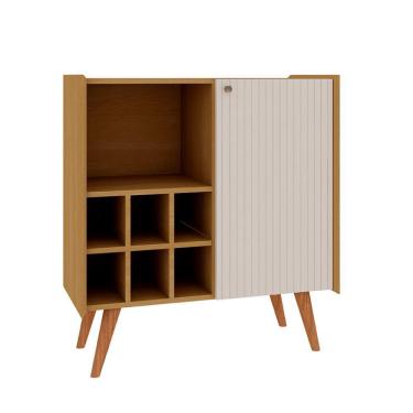 Imagem de Buffet Vértice Ripado com Adega 2 Portas Off White e Cinamomo