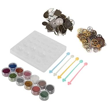 Imagem de Molde de silicone para fundição de joias, faça você mesmo, pingente de joias artesanais, conjunto de pó de glitter, moldes de silicone duráveis, reutilizáveis ​​e criativos para