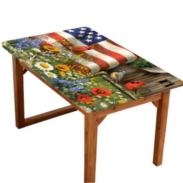 Imagem de Toalha de mesa retangular com borda elástica, toalha de mesa dobrável para piquenique ao ar livre com flor de primavera para mesas de 1,8 m, capa de mesa interna à prova d'água à prova de óleo para