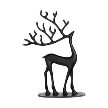 Imagem de Kuntesetty Estátua de Rena Decorativa, Escultura de Rena em Metal, Design Elegante E Contemporâneo, Ideal para Sala de Estar, Lareira, Escritório, Ideia de Prese, S Black, Tamanho real