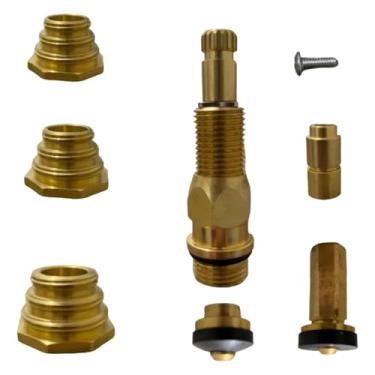 Imagem de Kit Salva Registro Universal para Chuveiro, Metal Dourado Escuro, 16 Estrias, Reparo Completo com Buchas, Vedantes e Porcas