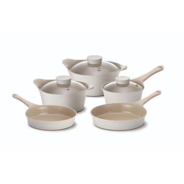 Imagem de Conjunto De Panelas Indução Com Revestimento Cerâmico - Bela - Neoflam - Pérola - 5 Peças