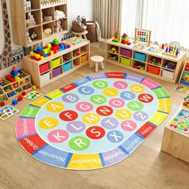 Imagem de Lacomfy Tapete infantil, tapete educativo antiderrapante, para quarto, macio, colorido, para decoração de quarto de crianças