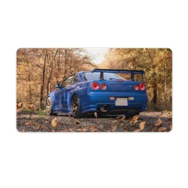 Imagem de SkVLf Tapete de mouse esportivo R32 folhas de outono clássico estático JDM carro grande para jogos base de borracha antiderrapante tapete de mesa laptop acessórios de computador suprimentos bloco de