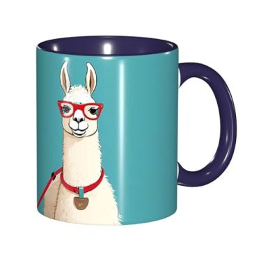 Imagem de Zeraoke Llama In A Scarf Print Canecas de café criativas, personalizadas, presente para a família, tamanho de 325 ml, unissex