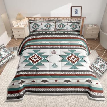 Imagem de Conjunto de edredom king size do sudoeste, nativo asteca, retrô, exótico, boêmio, para crianças, mulheres, homens, ultramacio, conjunto de cama para decoração de quarto, respirável, macio e leve de