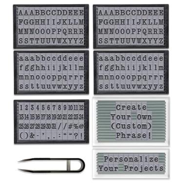 Imagem de PEGZ Letras do alfabeto fonte de máquina de escrever americana, maiúsculas, números e símbolos, conjunto de 245 peças de carimbos