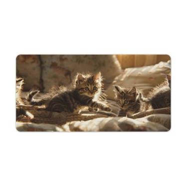 Imagem de FoRes Tapete de rato grande gato ao sol base de borracha antiderrapante para jogos, acessórios de computador portátil, suprimentos para escritório, casa, 30 x 60 cm