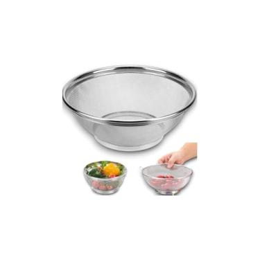 Imagem de Cesta em Aço Inox Premium, 28cm Diâmetro, Design Vazado, Resistente à Corrosão, Prata, 148g, para Frutas e Pães