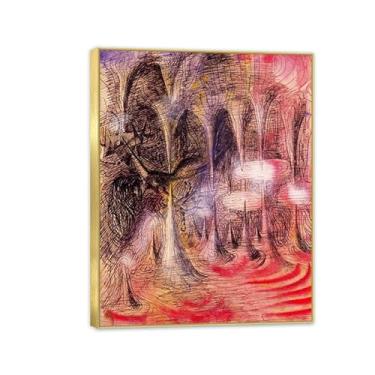 Imagem de Remedios Varo Pintura em Tela Gruta Mágica Poster Remedios Varo Decoração de Casa Surrealismo Arte de Parede Imagem para Sala de Estar Quarto Banheiro Decoração de Parede 65 x 50 cm Moldura Dourada