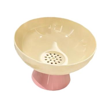 Imagem de Baoblaze Fruteira redonda com orifícios de drenagem e pedestal removível para acessórios de cozinha, 17,3 x 10,2 cm, versátil, para legumes e petiscos, Amarelo