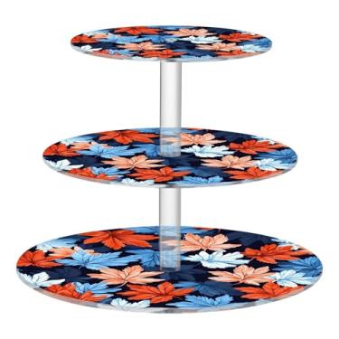 Imagem de CEBUGI Suporte de cupcake de 3 camadas, folhas de ácer, suporte redondo para bolo, torre, bandeja de servir em camadas de acrílico para chá, chá de bebê, casamento e mais