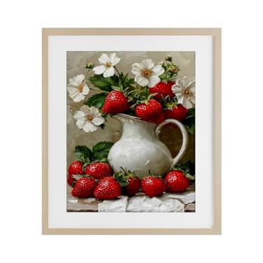 Imagem de Stupell Industries Impressão emoldurada Painterly Strawberries Still Life Birch Under Glass, design por Lettered and Lined, 16 x 13