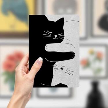 Imagem de Caderno de couro legal de gato, caderno A5 para anotações no escritório, agenda de 21 x 14,7 cm, agenda de viagem, presentes para amantes de gatos