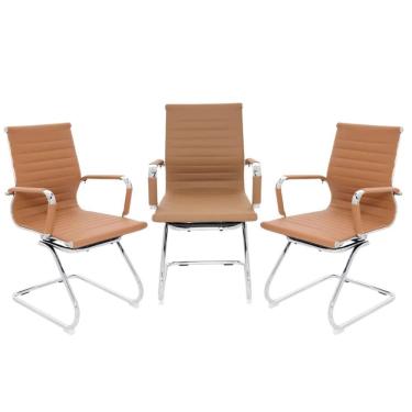 Imagem de Conjunto com 3 Cadeiras Executivas Boston Base Fixa Esteirinha 
