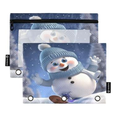 Imagem de Wassud Pacote com 2 pastas de fichário de boneco de neve fofas pastas de bolso com 3 furos, organizador de fichários para casa, escritório