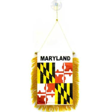 Imagem de AZ FLAG - Mini faixa Maryland - 15 cm x 10 cm - 100% poliéster bandeira pequena do estado de Maryland para carro - bandeira dupla face com gancho de ventosa