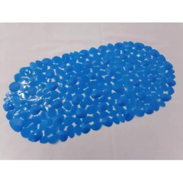 Imagem de Tapete de Banheiro Antiderrapante Moderno com Ventosa Retangular para Box e Chuveiro (537 Azul)
