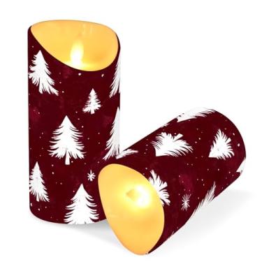 Imagem de Blueangle Pacote com 2 velas de árvore de Natal sem chama com controle remoto e temporizador, velas LED cintilantes (7,6 cm x 15 cm) para decoração de casa, casamento, acampamento (132)