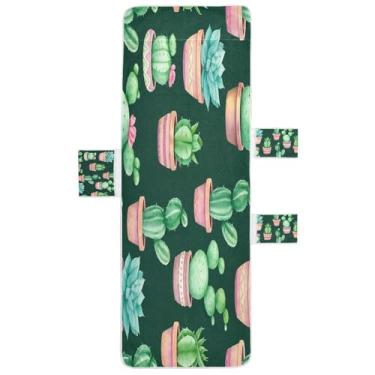 Imagem de STAYTOP Capa de toalha de cadeira de descanso 215,88 cm x 76,2 cm, capa de espreguiçadeira macia, capas de cadeira de praia com bolsos para jardim, pátio, pátio, banhos de sol, gramado, cacto fofo