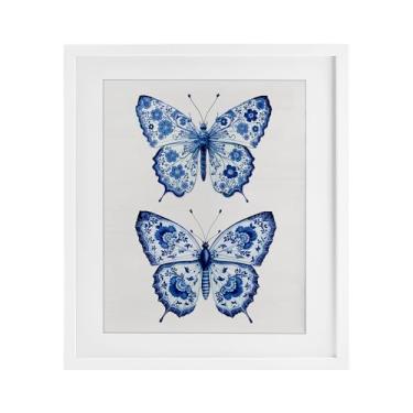 Imagem de Stupell Industries Estampa ornamentada de borboletas brancas emolduradas sob vidro, design por Lettered and Lined, 40 x 33 cm