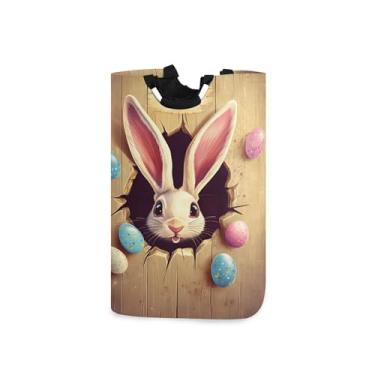 Imagem de xigua Cesto de roupa suja grande de orelhas de coelho da Páscoa com alça, cesto de roupas dobrável para organização de brinquedos e roupas no quarto, banheiro e lavanderia