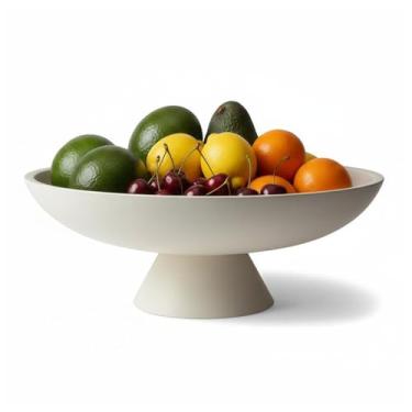 Imagem de DEYIMAN Tigela de frutas grande, tigela decorativa de concreto minimalista moderna para balcão de cozinha, mesa de centro de sala de estar, lobby do hotel - tigela de pedestal de concreto para frutas