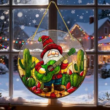 Imagem de Disco redondo para pendurar na parede, janela acrílica, apanhador de sol, enfeite decorativo colorido, sala de estar, quarto, jardim, varanda, 20 x 20 cm, Natal