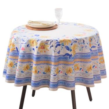 Imagem de Toalha de mesa redonda Maison d'Hermine Toalha de mesa redonda 100% algodão para sala de jantar, casa de fazenda, casa, hotel, festas e casamento – Ideal para decorações de Páscoa primavera e verão