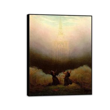 Imagem de Visão da Igreja Cristã por Caspar David Friedrich Impressões em tela Well Decor The World Classic Art Reproduções de arte grande giclée arte de parede para sala de estar decoração de casa 90 x 70 cm