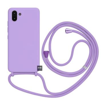 Imagem de Capa Case Capinha Para Samsung Galaxy A07 Silicone Com Cordão Alça De Pescoço Ajustável Veludo Premium (LILAS)