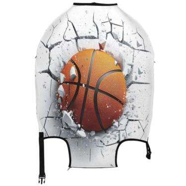 Imagem de Joisal Capas de mala para protetores de bagagem, acessórios florais antiarranhões, bola de basquete 3D, branca, Bola de basquete 3D branca, L, Fits 26-28 Inch Case, Capa de mala