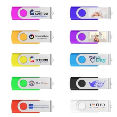 Imagem de Flash Drives USB personalizados com opção de embalagem, pen drive giratório personalizado para presentes promocionais de negócios, cartão de memória USB impresso com logotipo personalizado para