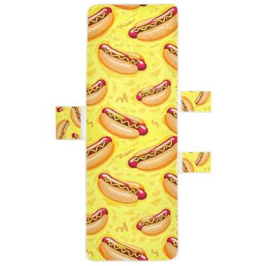 Imagem de Cachorros-quentes de desenho animado amarelo claro capa de espreguiçadeira toalha de cadeira de piscina lounge de praia espreguiçadeira externa 215,9 cm x 76,2 cm